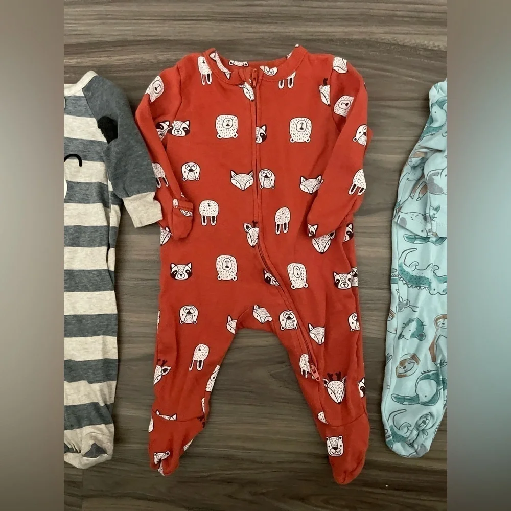 Old Navy Orange and Blue Footed One Pieces Cozy and Stylish footies bundle 0-3M